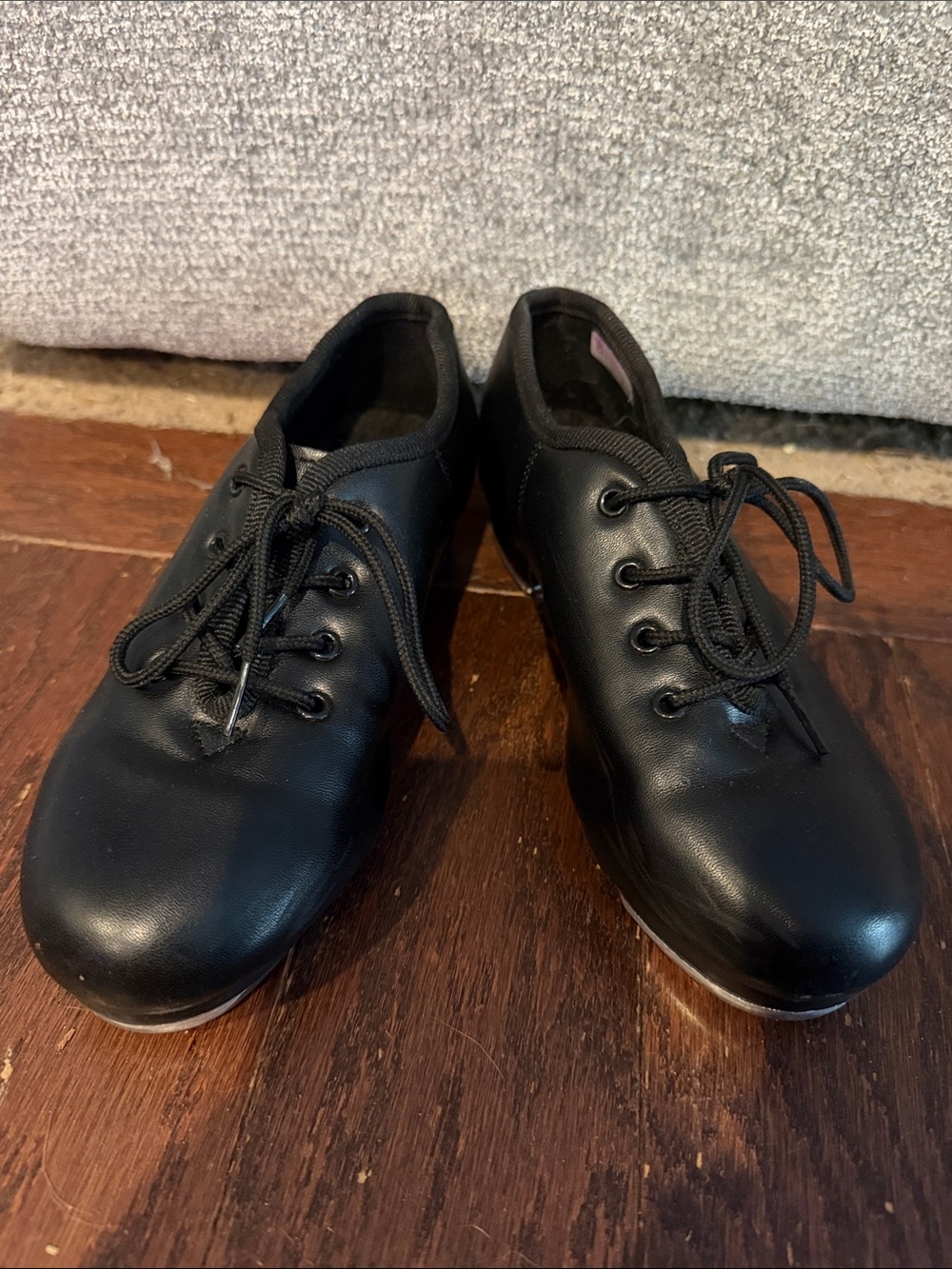 Girls Black Lace-Up Tap Shoes